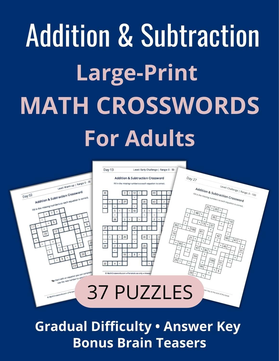 Printable daily math problems for adults PDF.