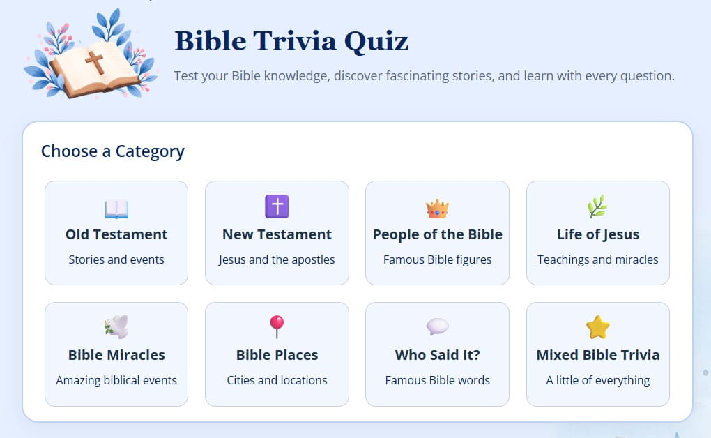 Free Bible trivia questions with answers
