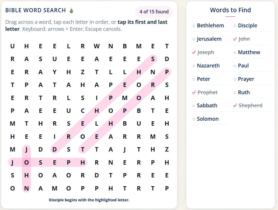 Free online Bible word search and printable Scripture word search puzzle