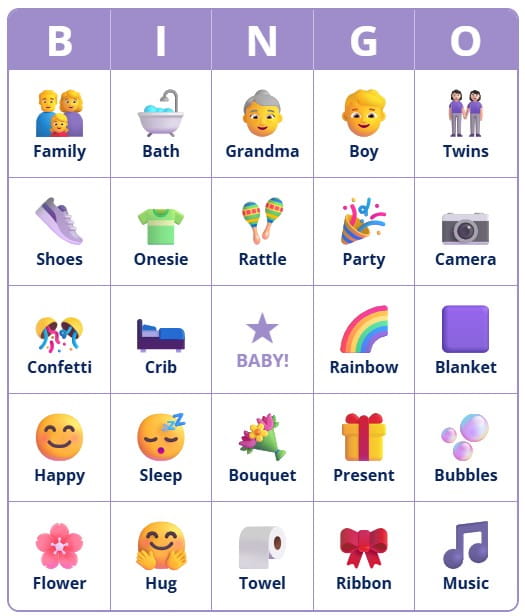 Free printable Baby Shower Bingo card generator
