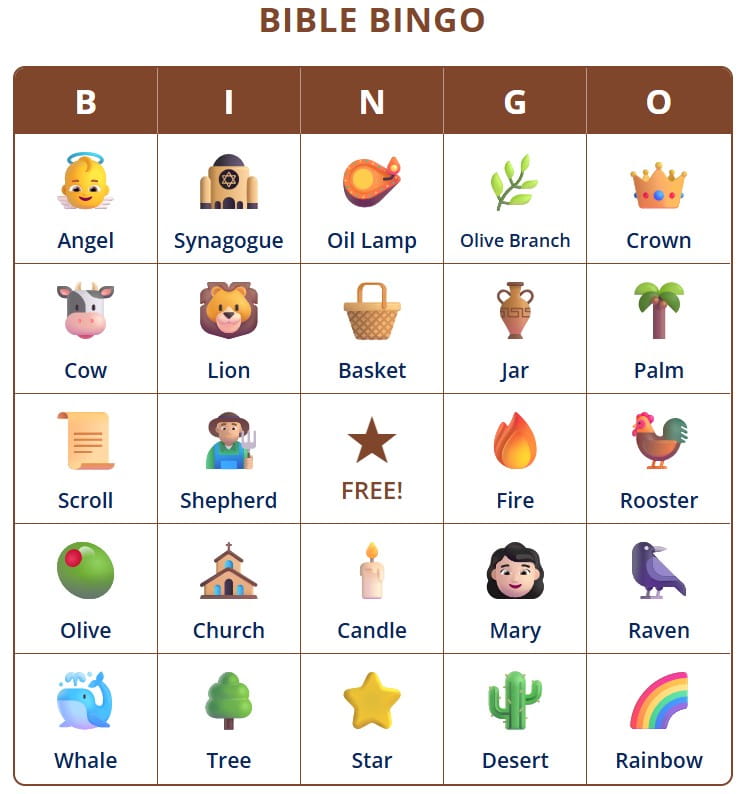 Free printable Bible Bingo card generator