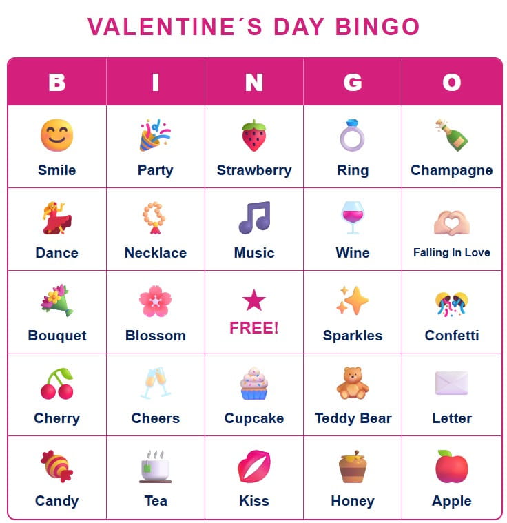 Free printable Valentine's Day Bingo card generator