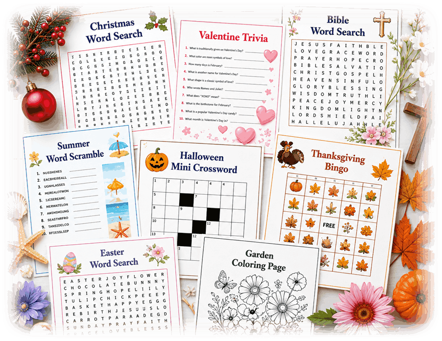 Free seasonal puzzles for adults