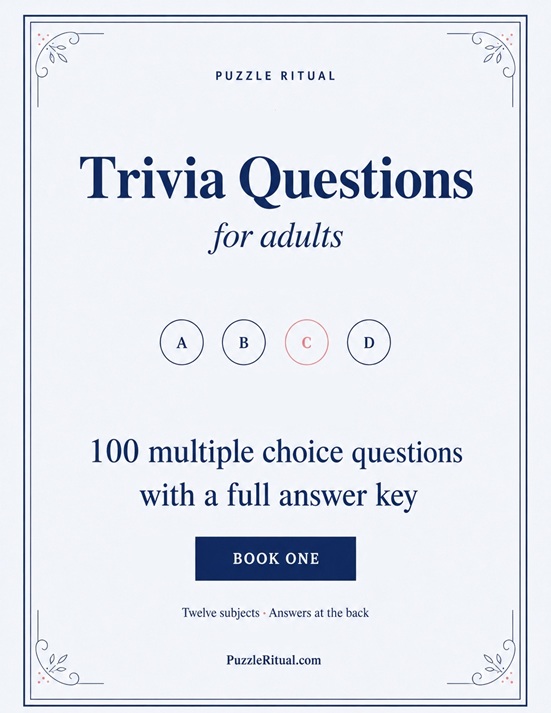 Adult Trivia Questions, 100 Multiple Choice Quiz Game PDF