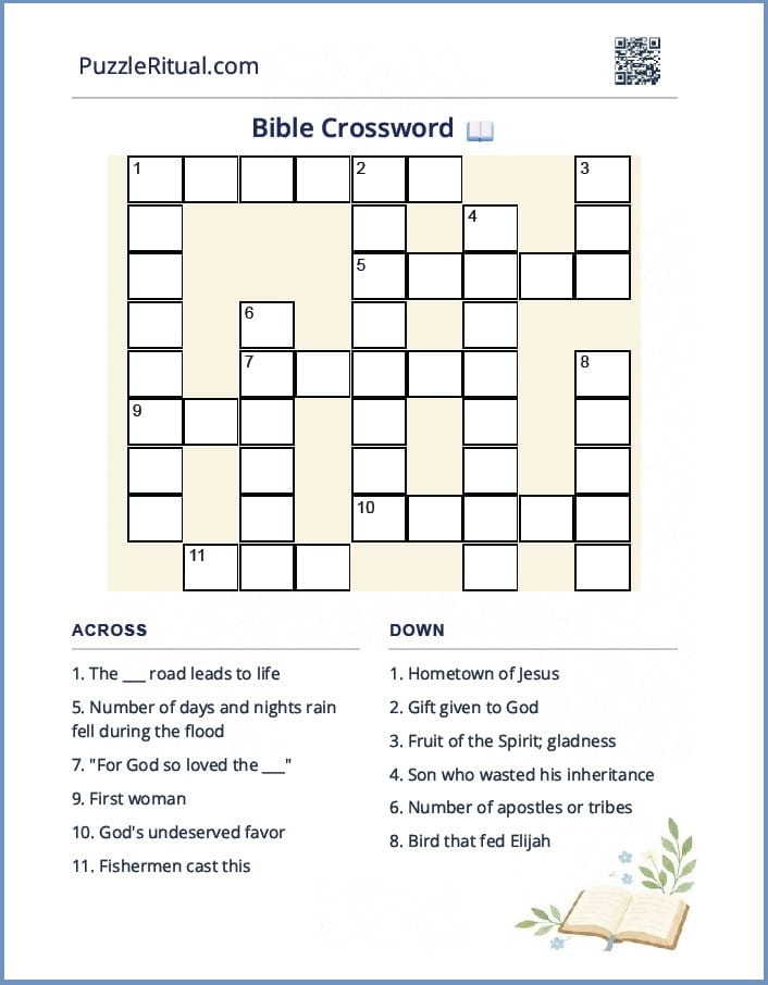 free printable Bible crossword puzzles with answers
