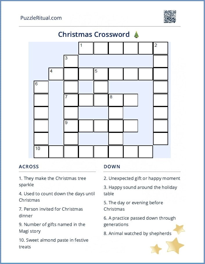free printable Christmas crossword puzzles with answers
