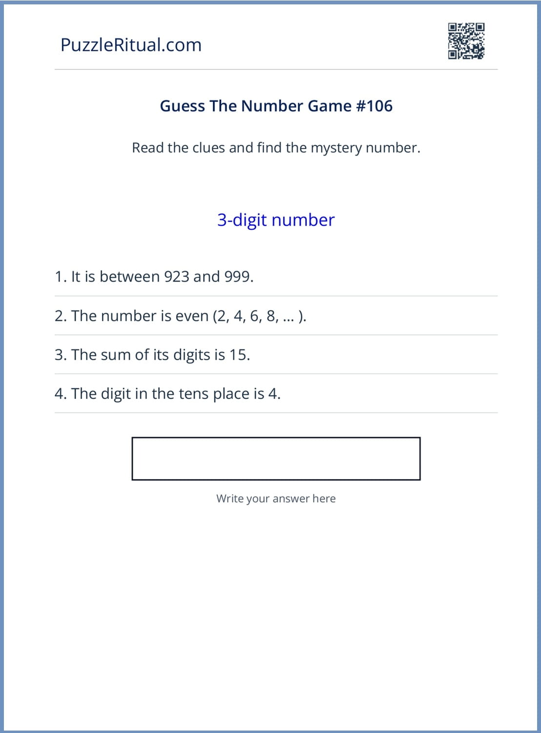 guess the number game printable.