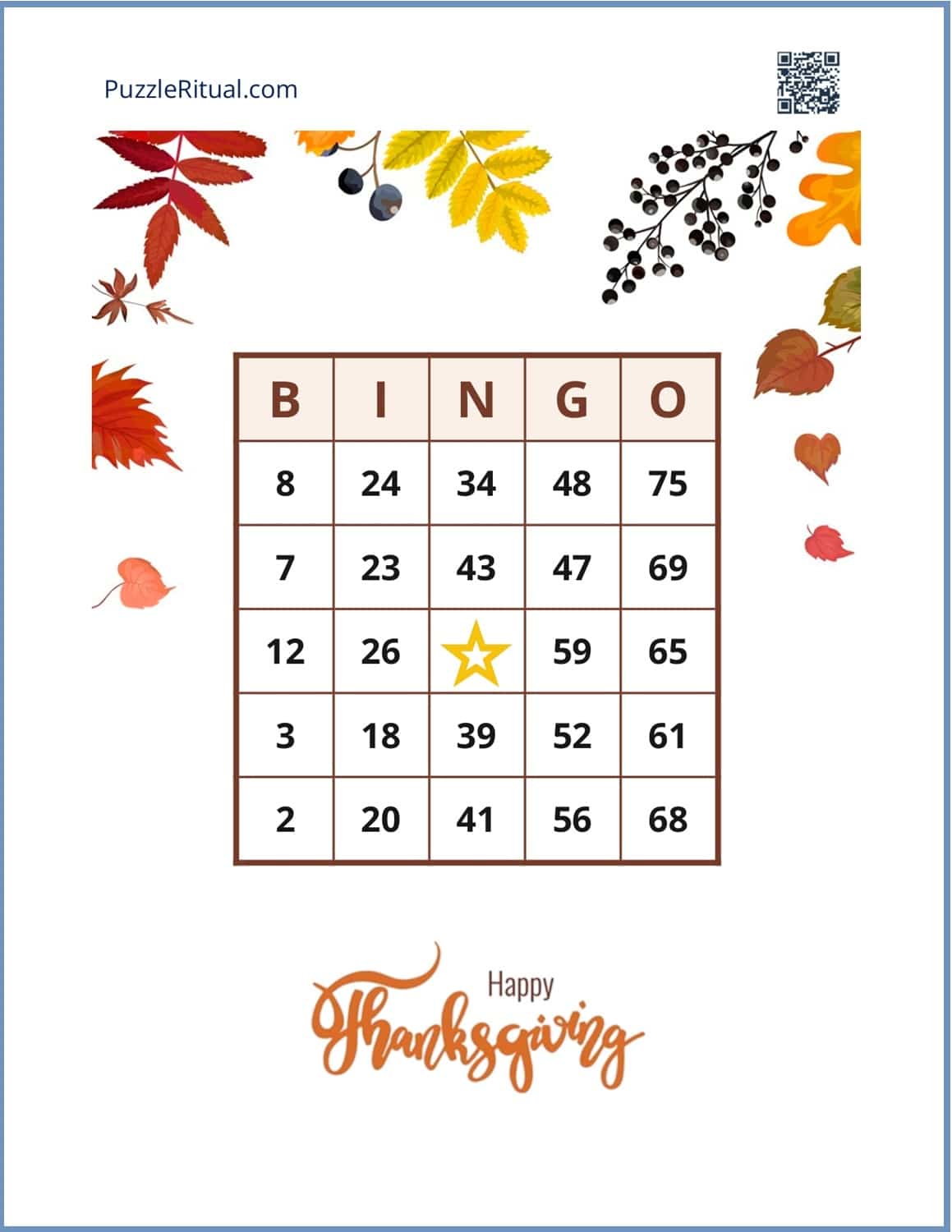 thanksgiving BINGO cards generator. free printable thanksgiving bingo card with numbers. Free printable thanksgiving BINGO cards 1-75 PDF