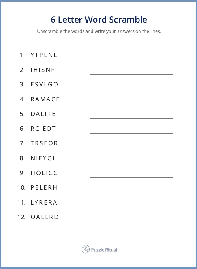 free 6 letter word scramble with answers, six letter word scramble, 6 letter scramble with answers, word scramble 6 letters with answers PDF