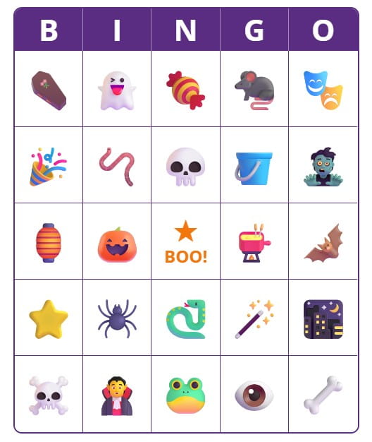Free printable Halloween Bingo cards with pictures
