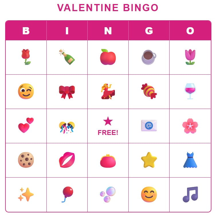 Free printable Valentine's Day Bingo cards with pictures